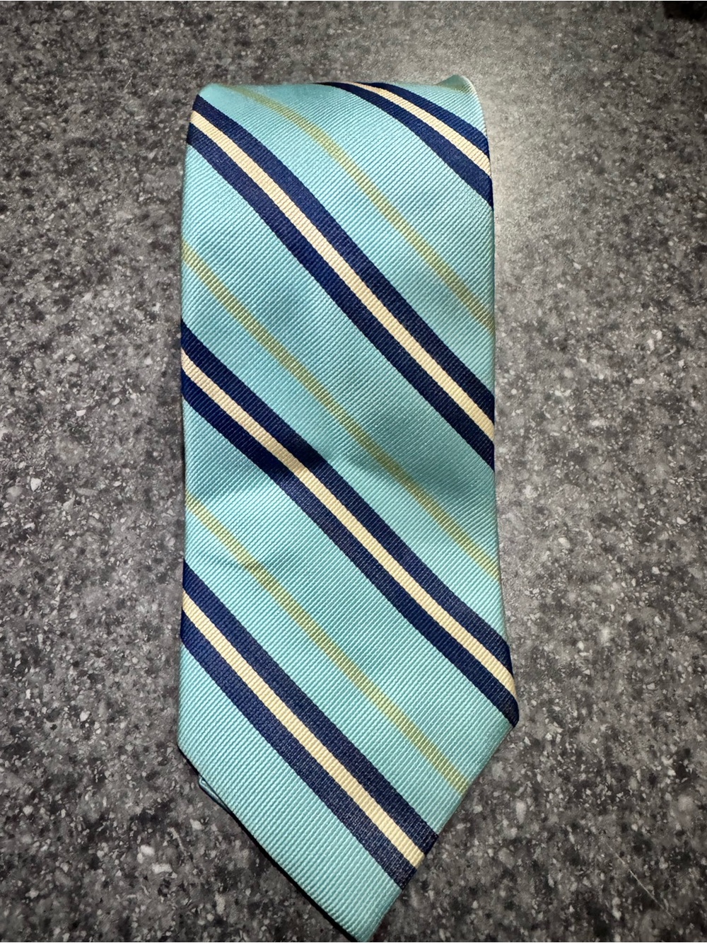 Southern Proper Mint-Aqua Stripe Tie with Navy and Cream Accents